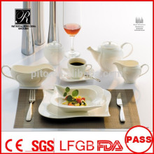 Platos de porcelana blancos duraderos de alta calidad para el restaurante de banquetes